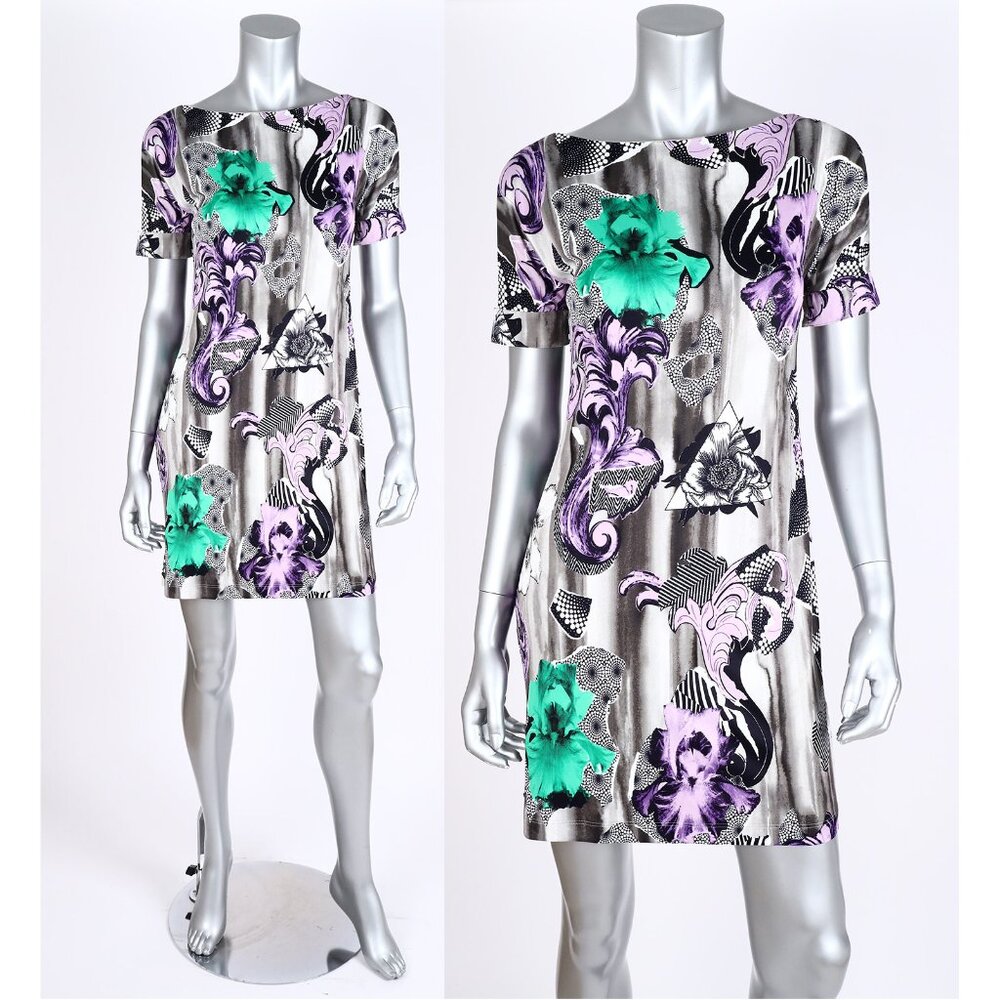 VERSACE COLLECTION DRESS PRINTED SHORT SLEEVE SHIFT  sz IT 38 US 2